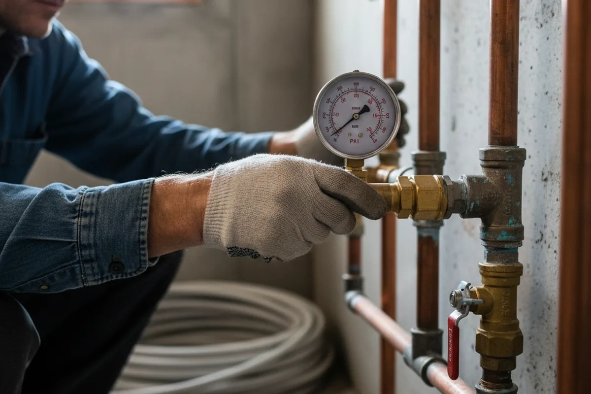 Pressure testing a repaired line during Water Line Repair in South Weymouth